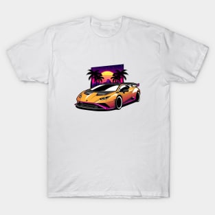 Yellow Huracan Sunset Retro T-Shirt